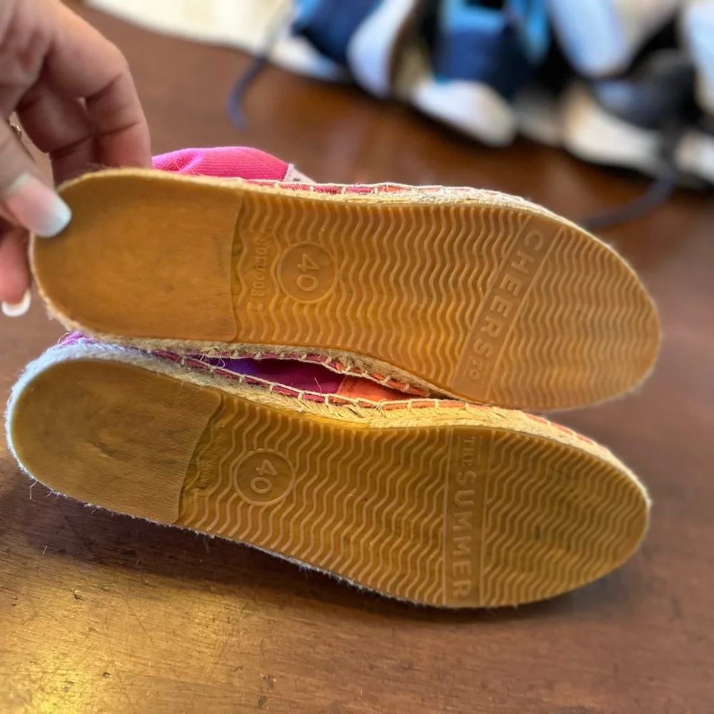 Soludols pink & orange The Summer size 40 canvas flat esprilidille‎ slipper
